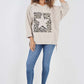 Italian Leopard Star Print Drawstring Hem Cotton Hoodie