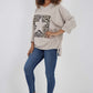 Italian Leopard Star Print Drawstring Hem Cotton Hoodie