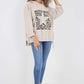 Italian Leopard Star Print Drawstring Hem Cotton Hoodie