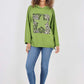 Italian Leopard Star Print Drawstring Hem Cotton Hoodie