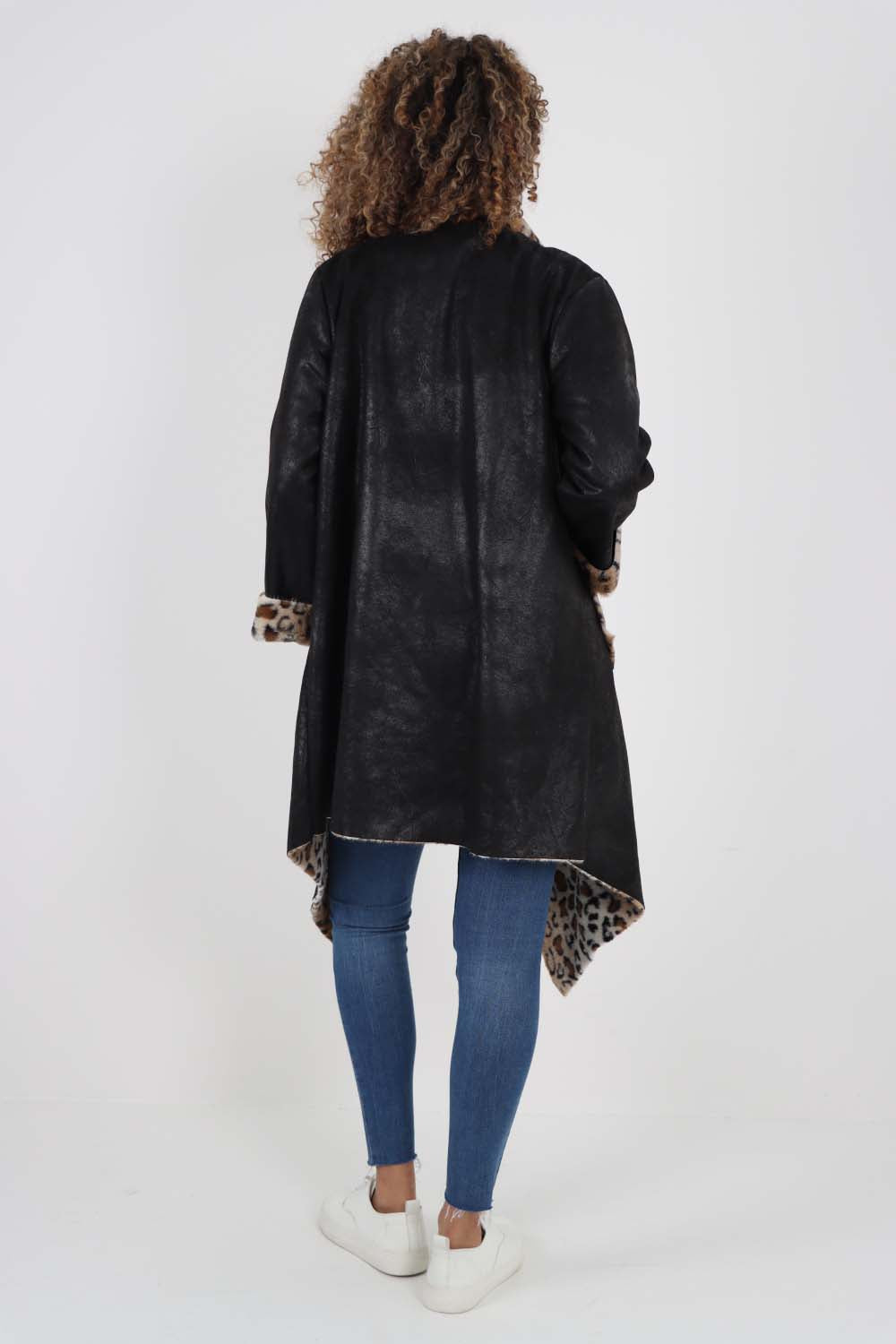 Italian Leopard print Open Front Pockets Polyester Gilet