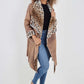 Italian Leopard print Open Front Pockets Polyester Gilet