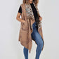 Italian Leopard print Open Front Layered Polyester Gilet