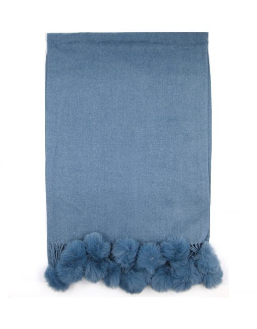 Plain Cashmere Scarf with Pompom