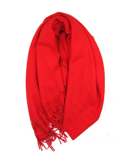 Cashmere Blend Classic Plain Scarf with Tassel Hem