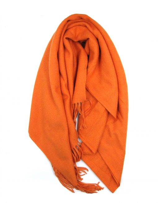 Cashmere Blend Classic Plain Scarf with Tassel Hem