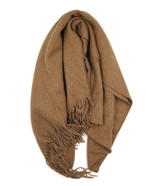 Cashmere Blend Classic Plain Scarf with Tassel Hem