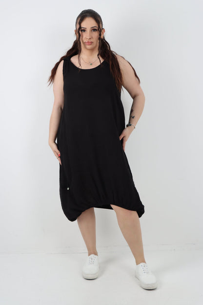 Italian Linen Lagenlook Dress with Elasticated Hem