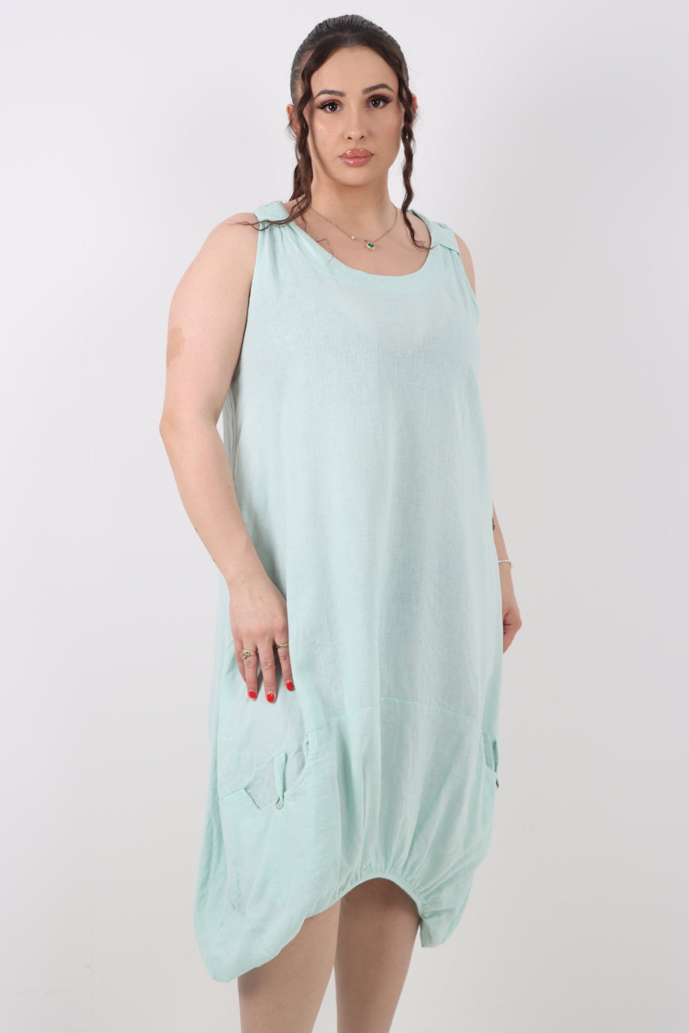 Italian Linen Lagenlook Dress with Elasticated Hem