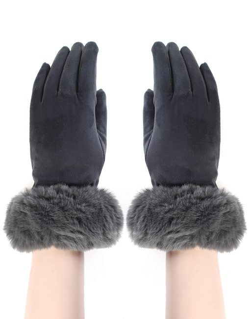 Plain Fur Trim Gloves