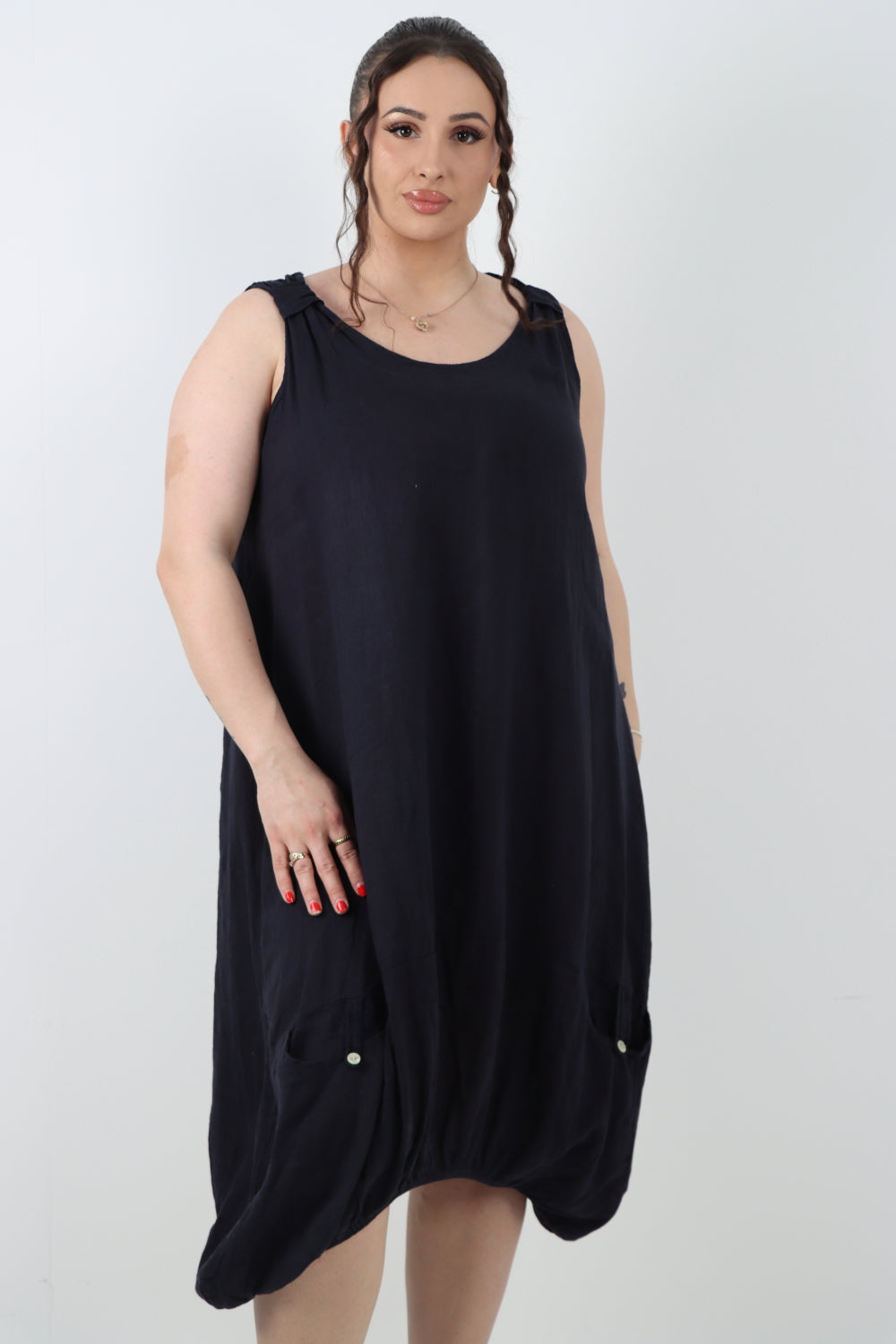 Italian Linen Lagenlook Dress with Elasticated Hem