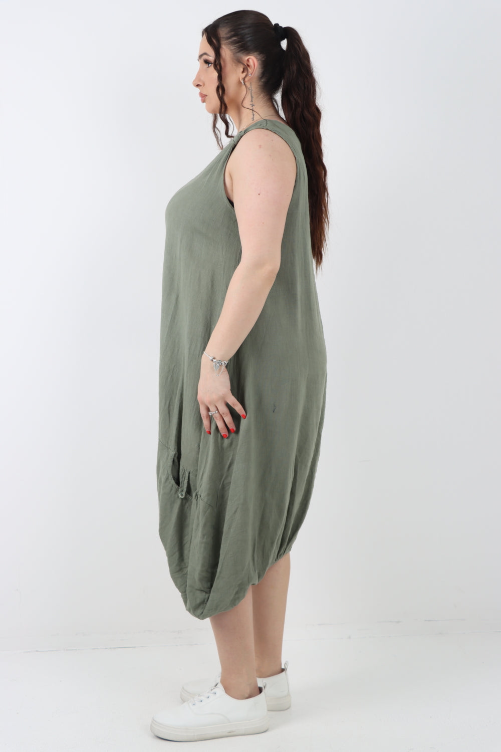 Italian Linen Lagenlook Dress with Elasticated Hem