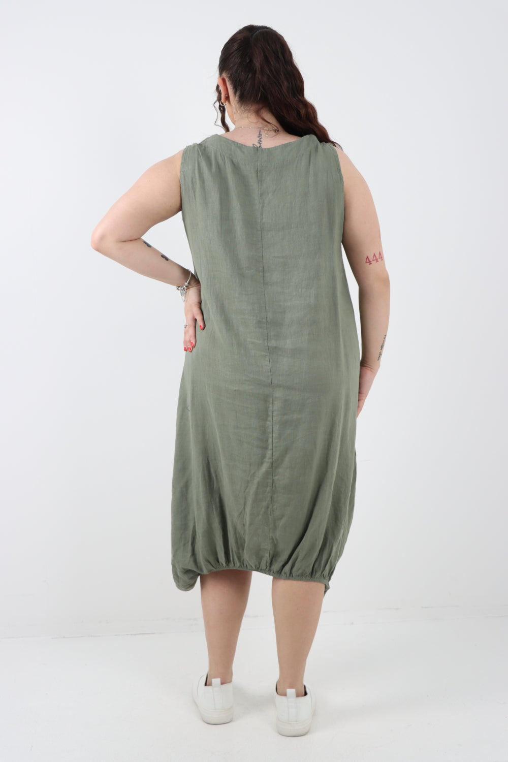 Italian Linen Lagenlook Dress with Elasticated Hem