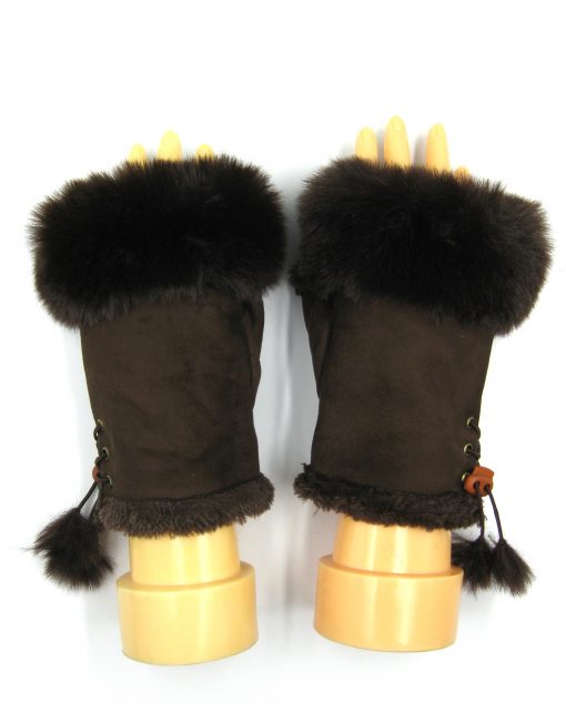 Plain Fingerless Fur Winter Gloves