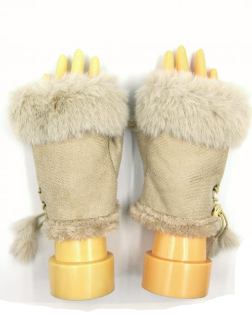 Plain Fingerless Fur Winter Gloves