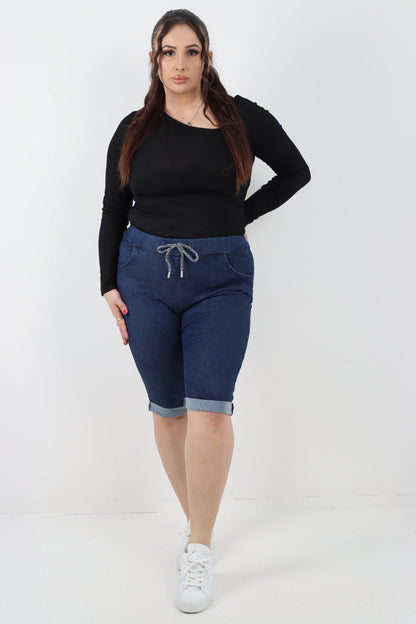 Italian Denim drawstring Magic Shorts
