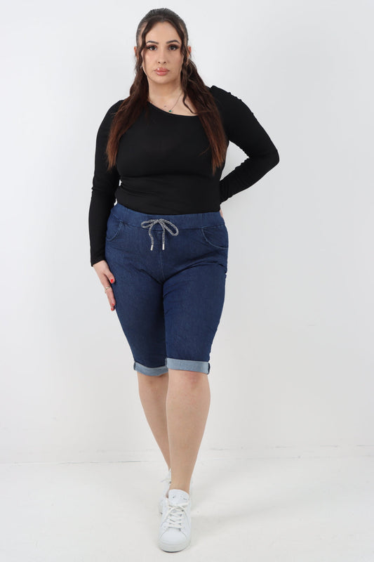 Italian Denim drawstring Magic Shorts