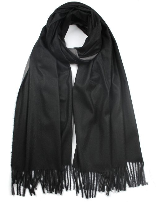 Two-Sided Plain Tassel Hem Scarf