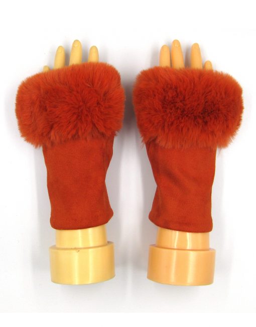 Plain Fingerless Fur Gloves