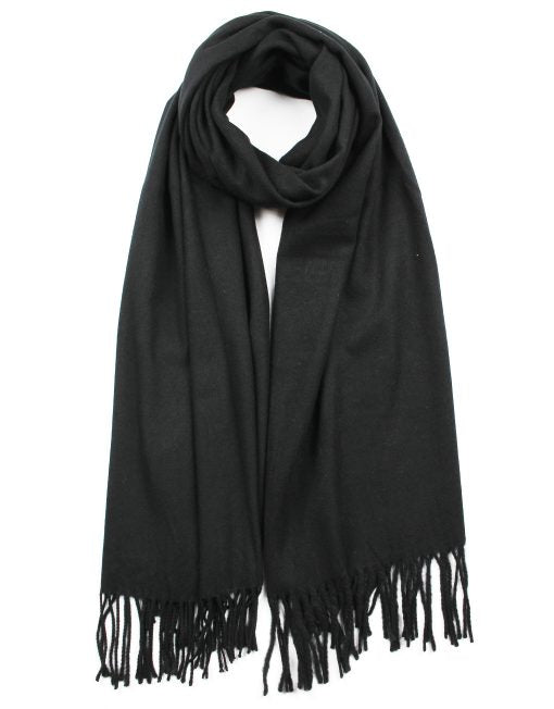 Classic Plain Scarf with Tassel Hem