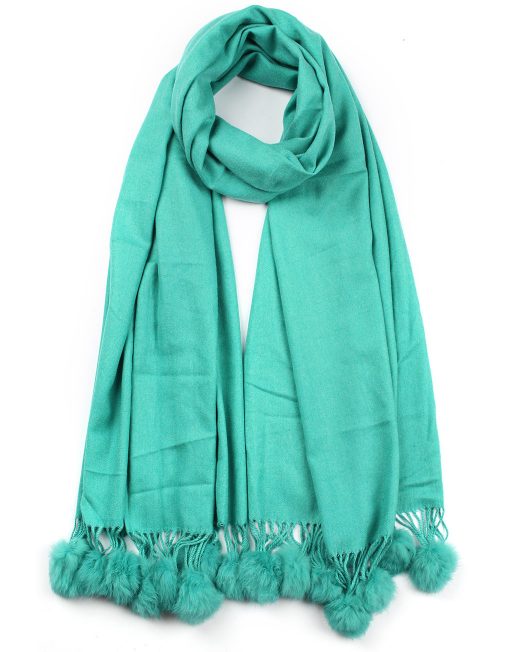 Plain Cashmere Scarf with Pompom