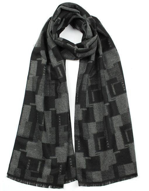 Check and Saw Pattern Men’s Scarf