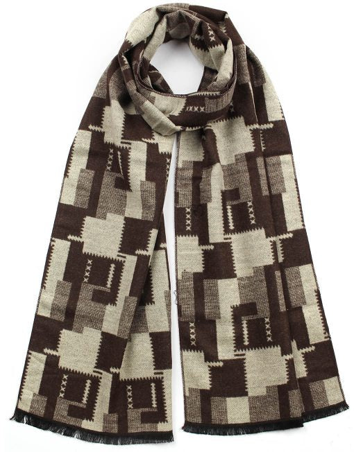 Check and Saw Pattern Men’s Scarf