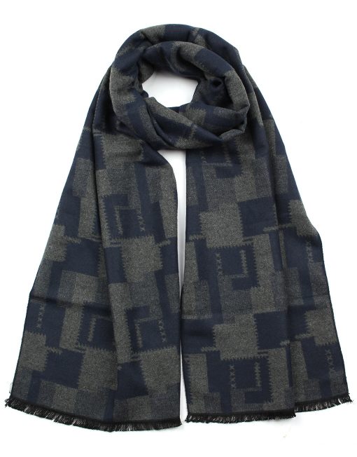 Check and Saw Pattern Men’s Scarf