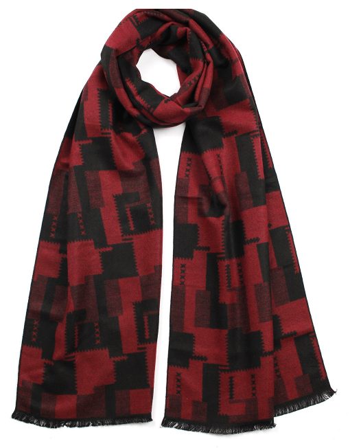 Check and Saw Pattern Men’s Scarf