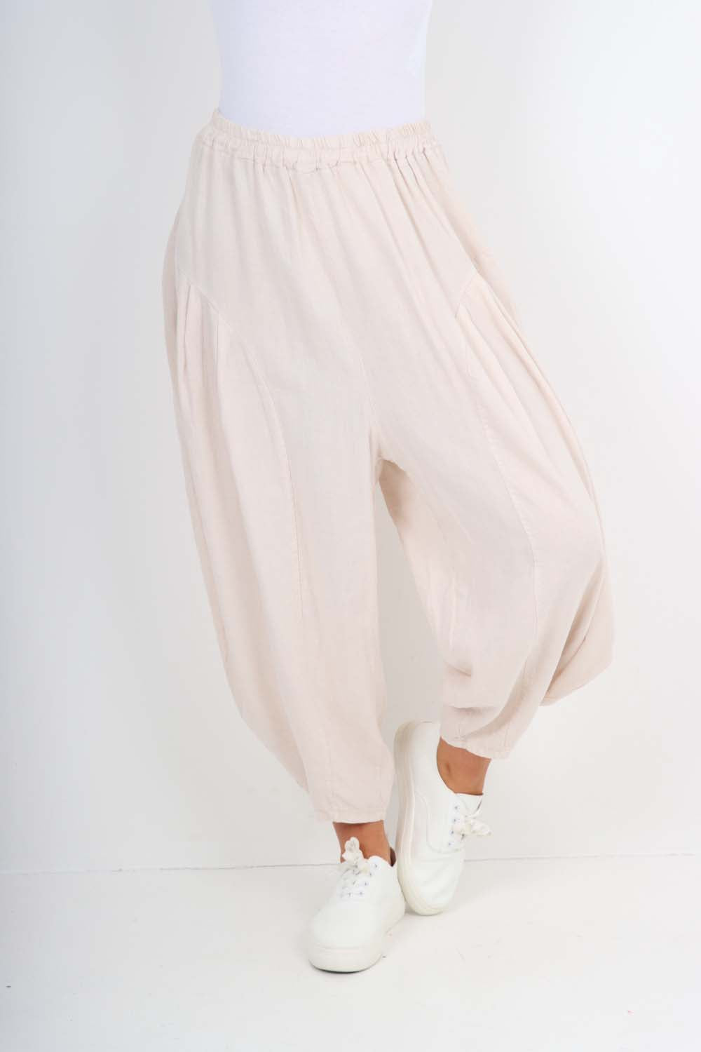 Italian Plain Linen Hareem Pants
