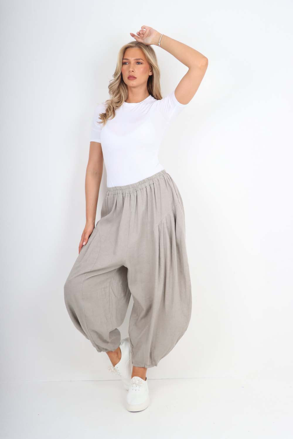 Italian Plain Linen Hareem Pants