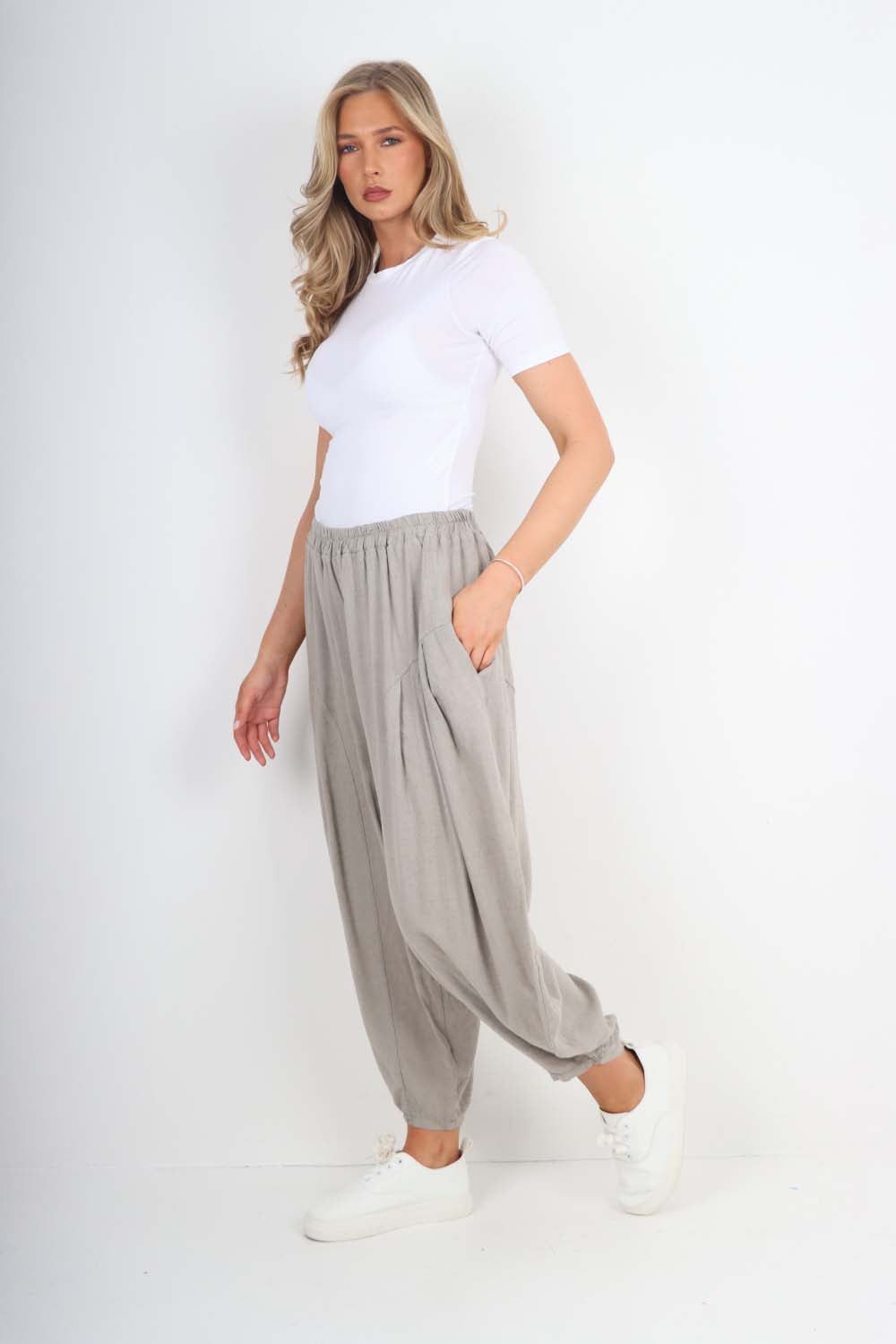 Italian Plain Linen Hareem Pants