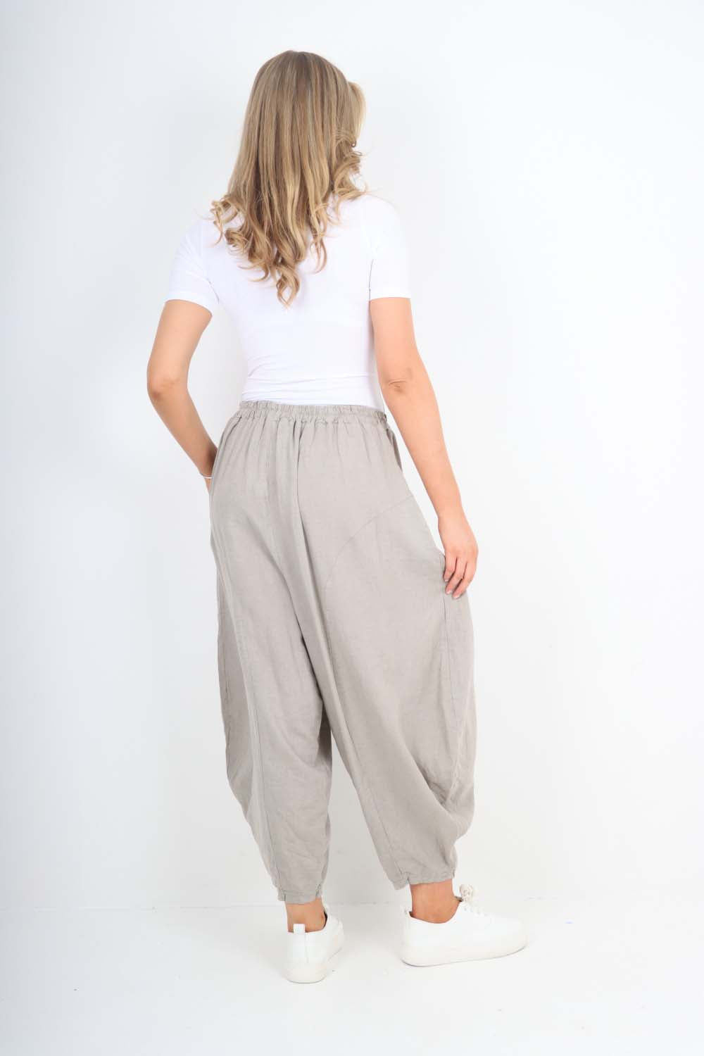 Italian Plain Linen Hareem Pants
