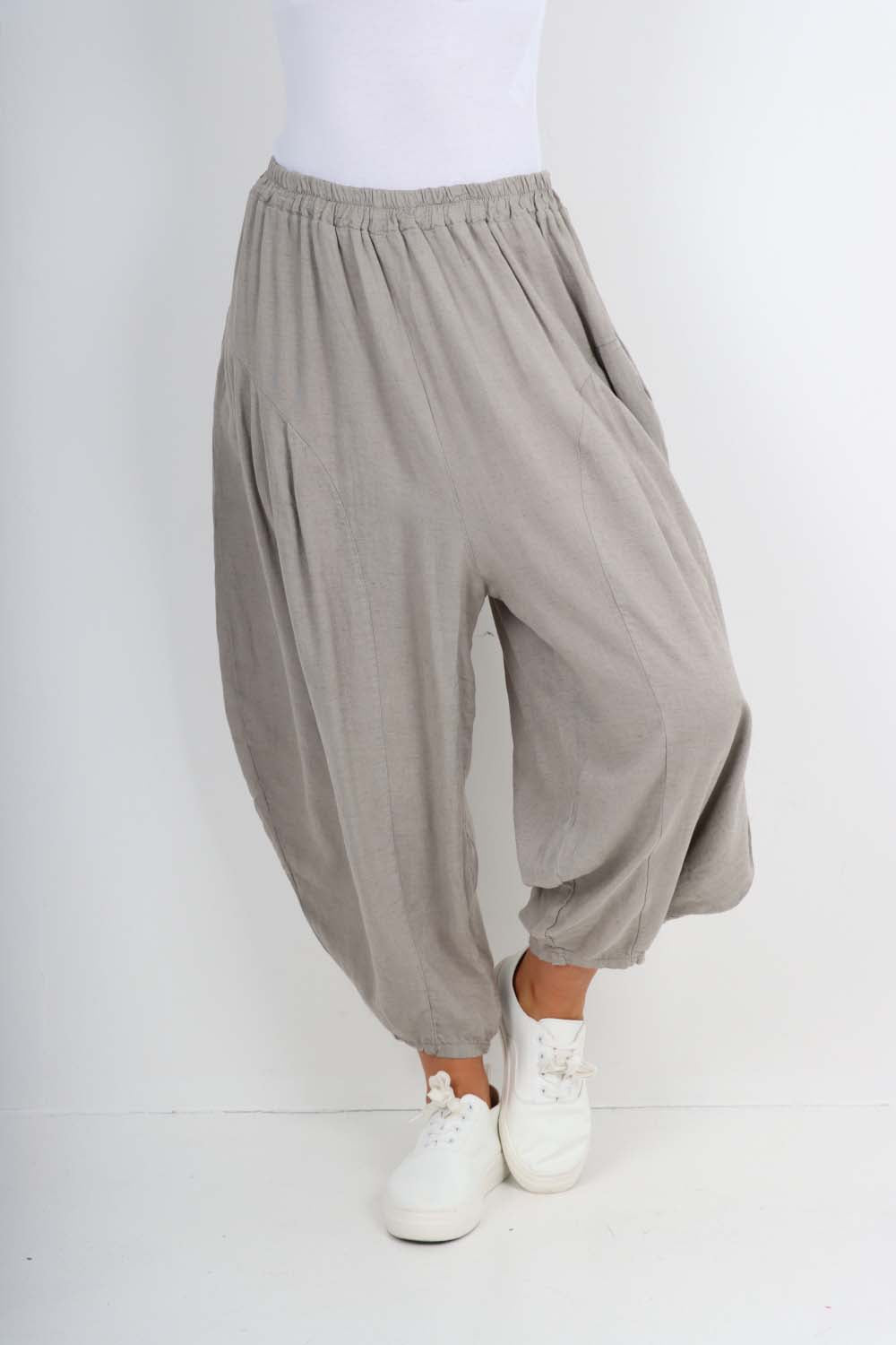 Italian Plain Linen Hareem Pants