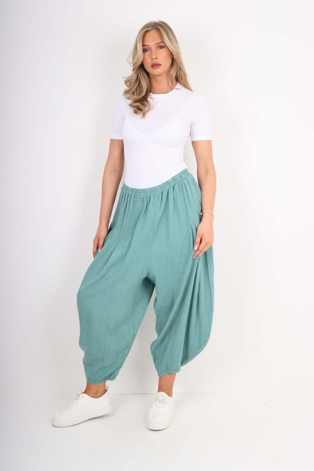 Italian Plain Linen Hareem Pants
