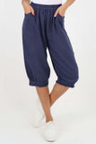 Italian Frill Hem 3/4 Linen Jogger