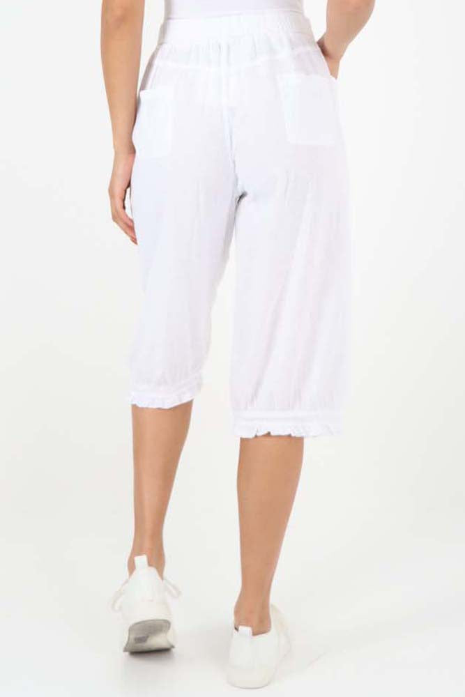 Italian Frill Hem 3/4 Linen Jogger