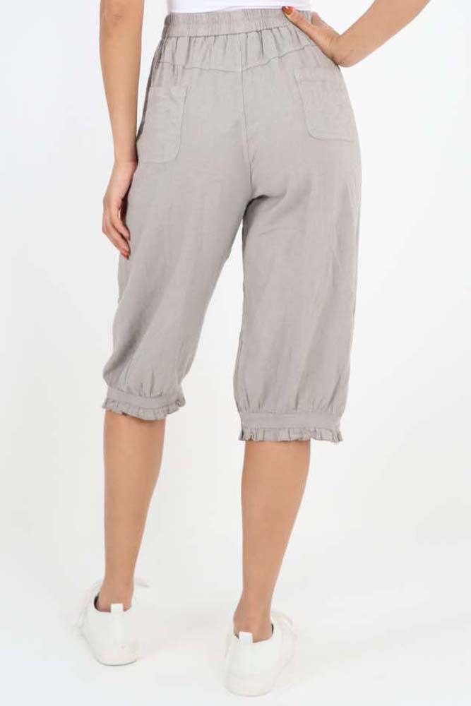 Italian Frill Hem 3/4 Linen Jogger