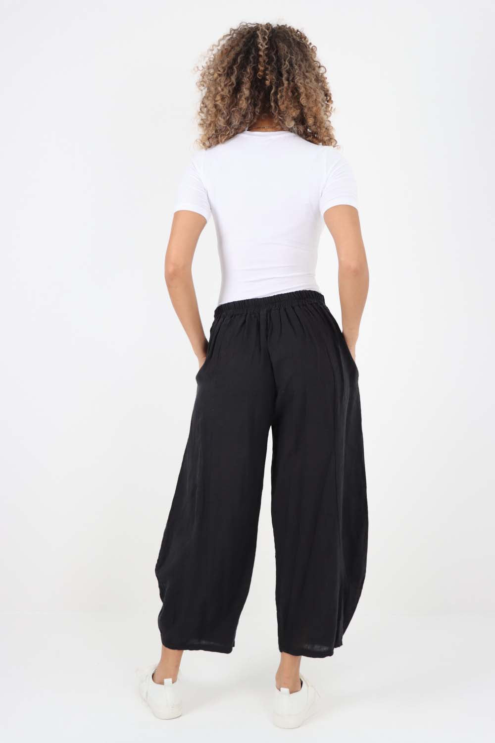 Italian Plain Layered 3/4 Linen Jogger