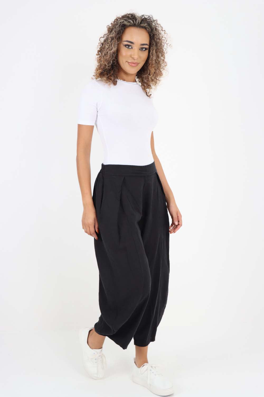 Italian Plain Layered 3/4 Linen Jogger