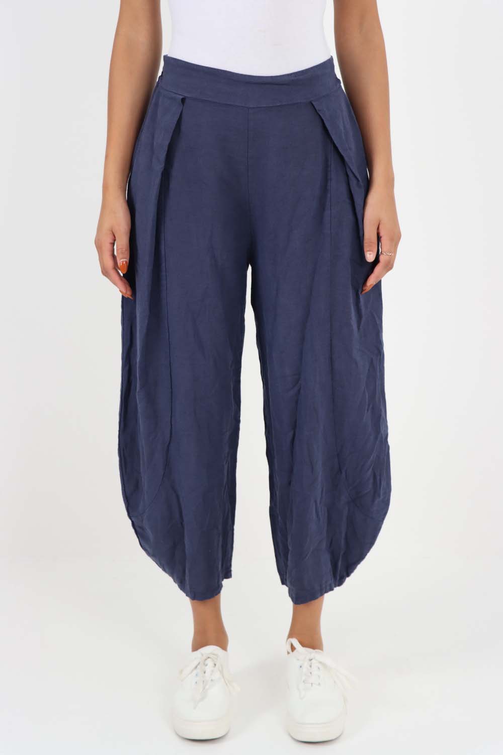 Italian Plain Layered 3/4 Linen Jogger