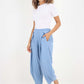 Italian Plain Layered 3/4 Linen Jogger