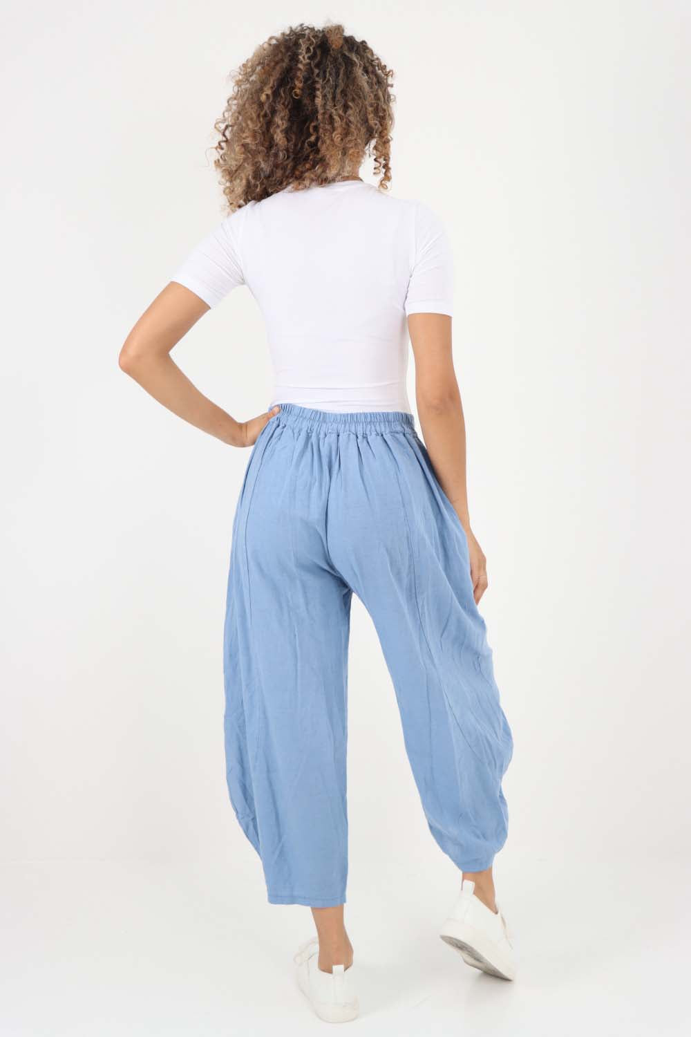 Italian Plain Layered 3/4 Linen Jogger
