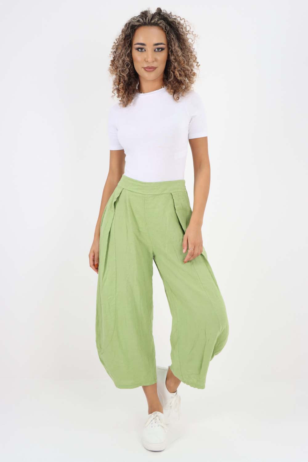 Italian Plain Layered 3/4 Linen Jogger