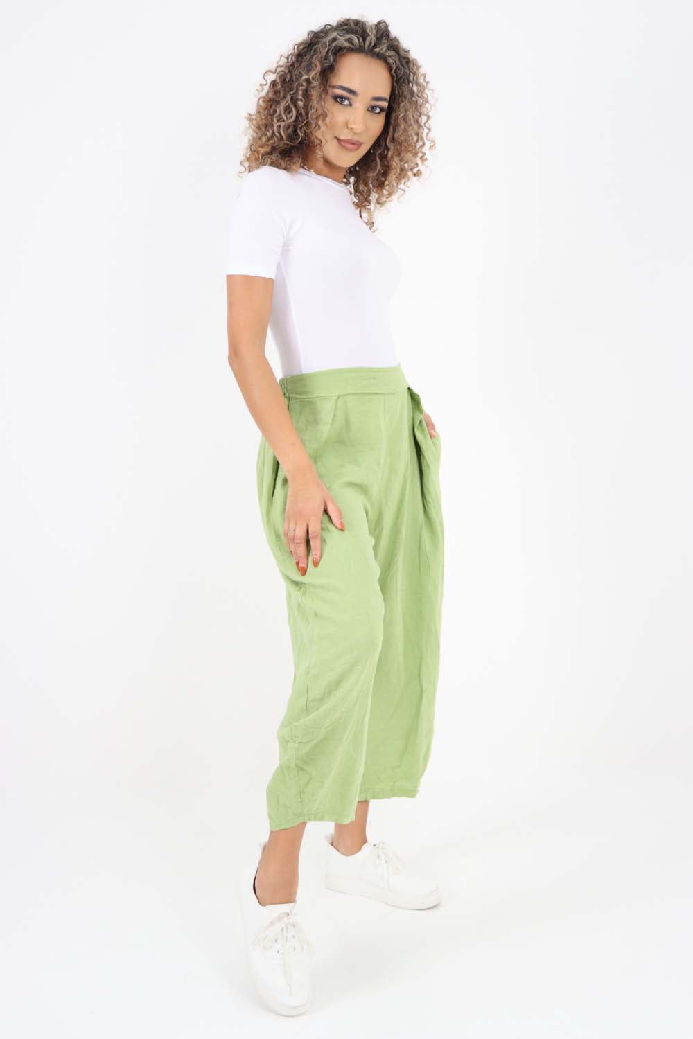 Italian Plain Layered 3/4 Linen Jogger