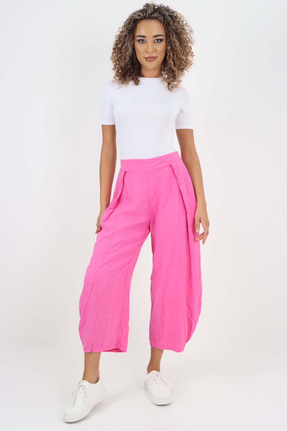 Italian Plain Layered 3/4 Linen Jogger