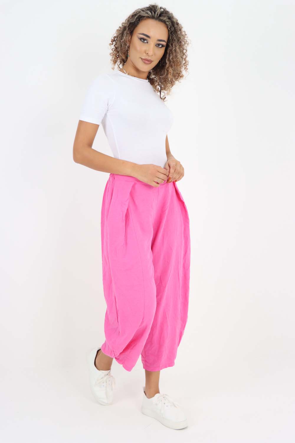 Italian Plain Layered 3/4 Linen Jogger