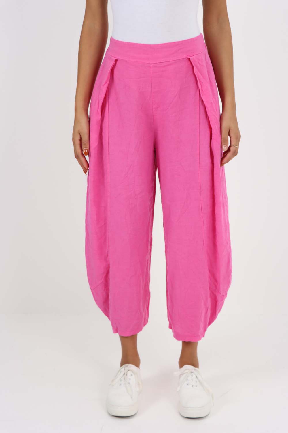 Italian Plain Layered 3/4 Linen Jogger