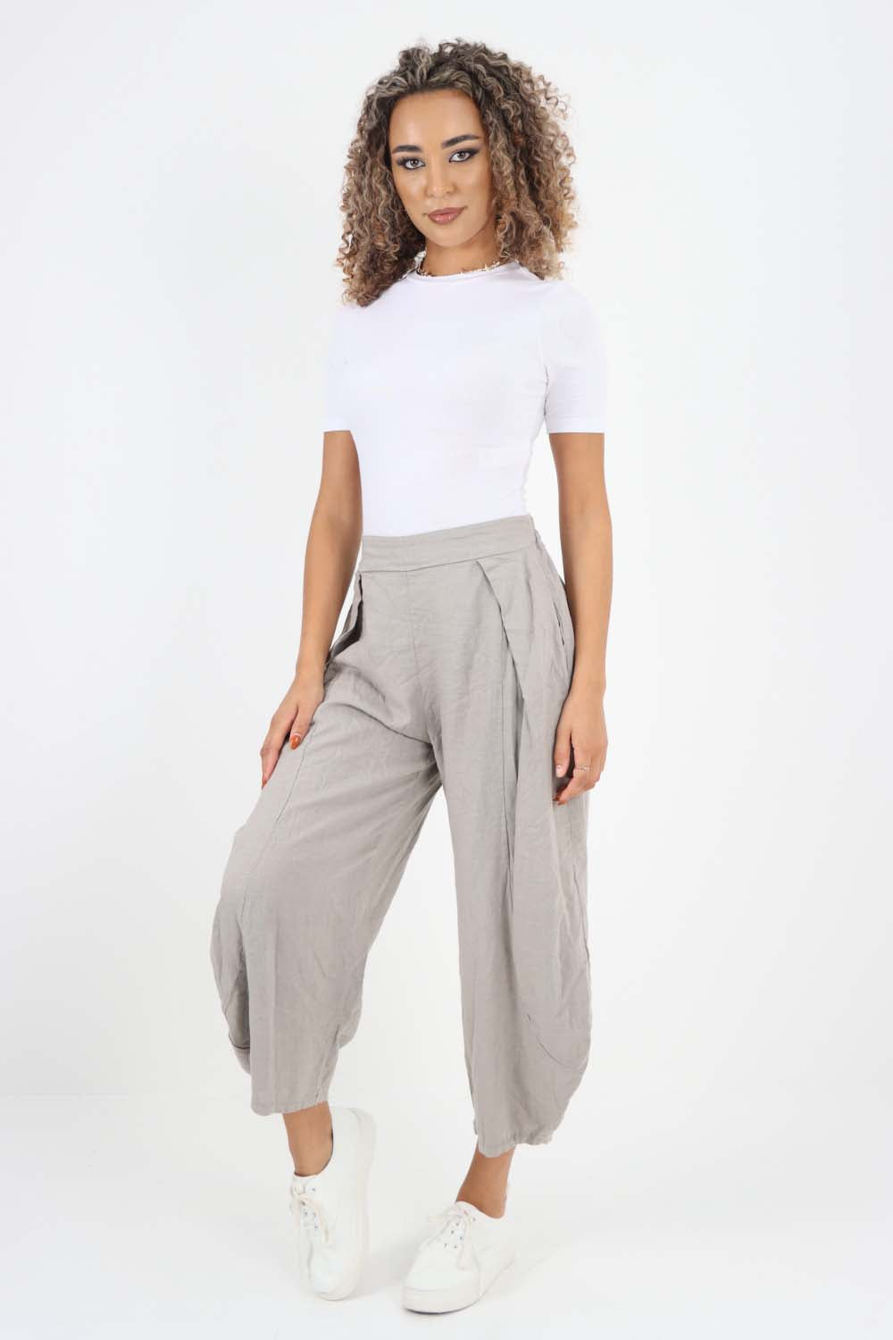 Italian Plain Layered 3/4 Linen Jogger