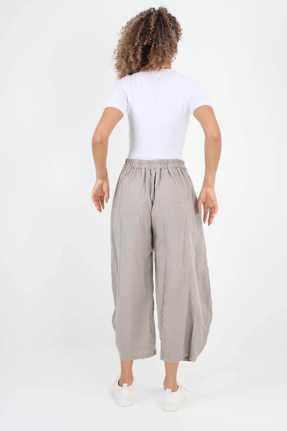 Italian Plain Layered 3/4 Linen Jogger